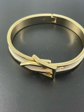 Gold and Cream Belt Buckle Bracelet
